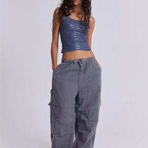 Jaded London Vintage Grey Parachute Cargo Pantsuit